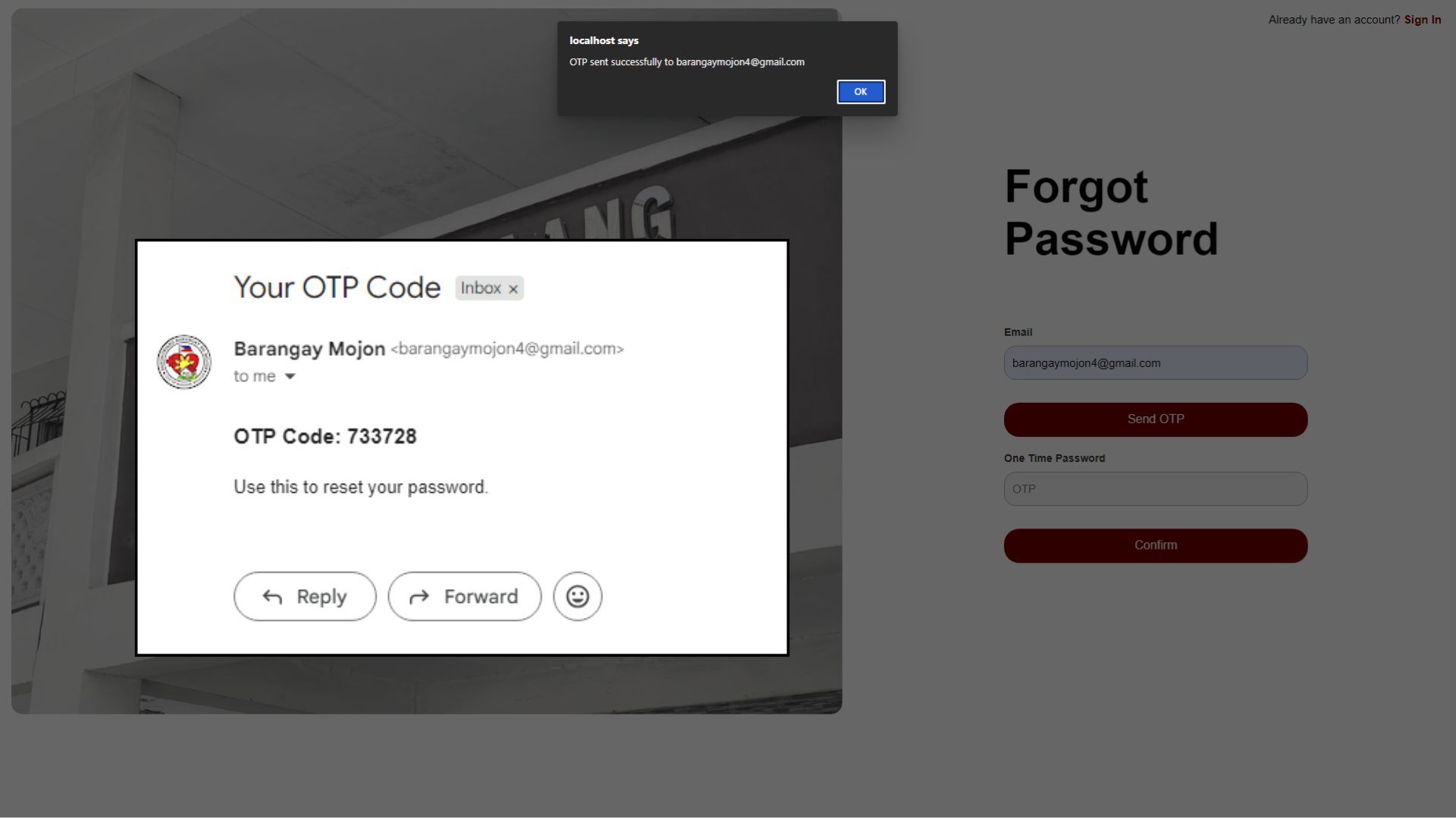 Forgot password step 3