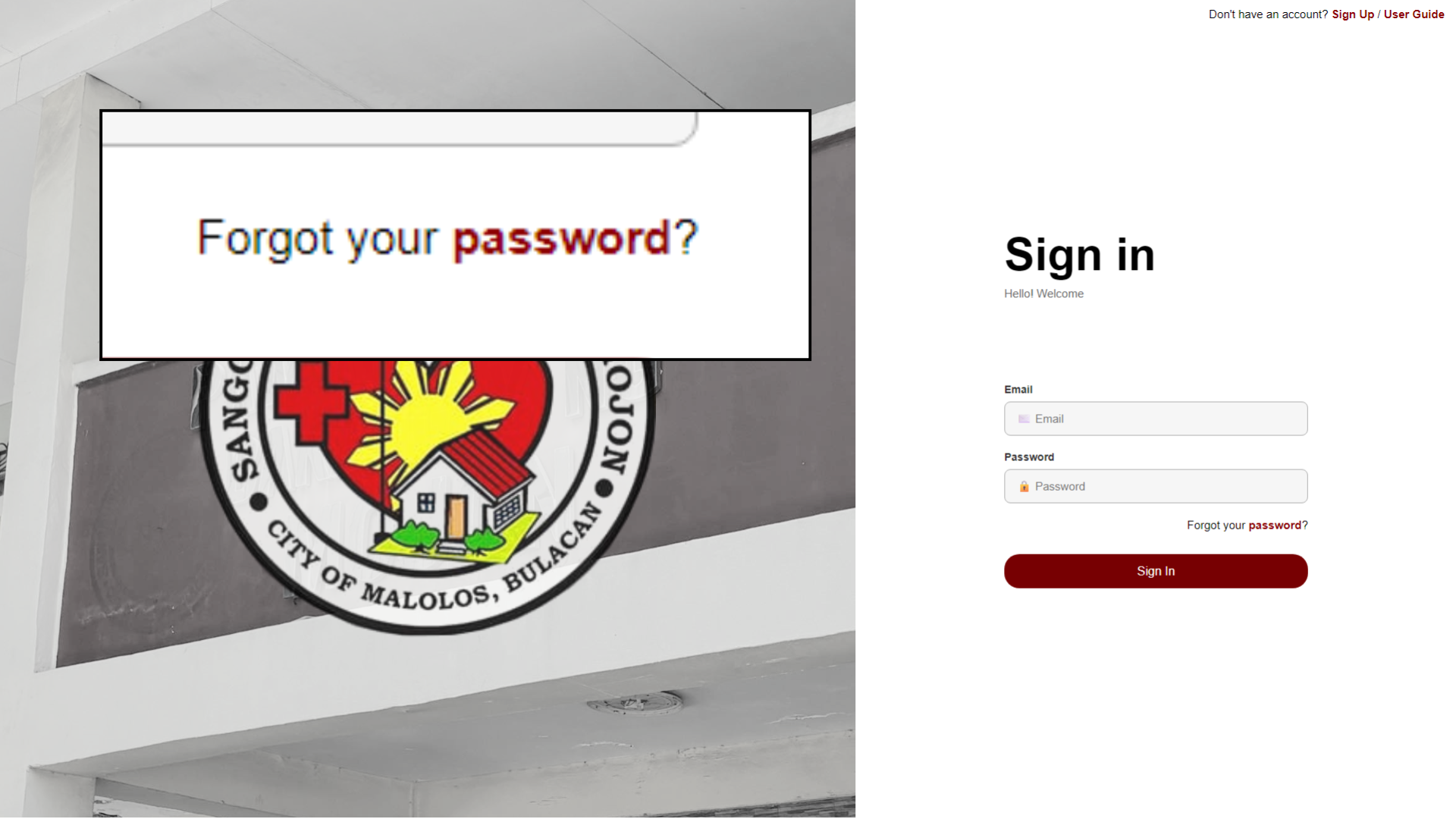 Forgot password step 1