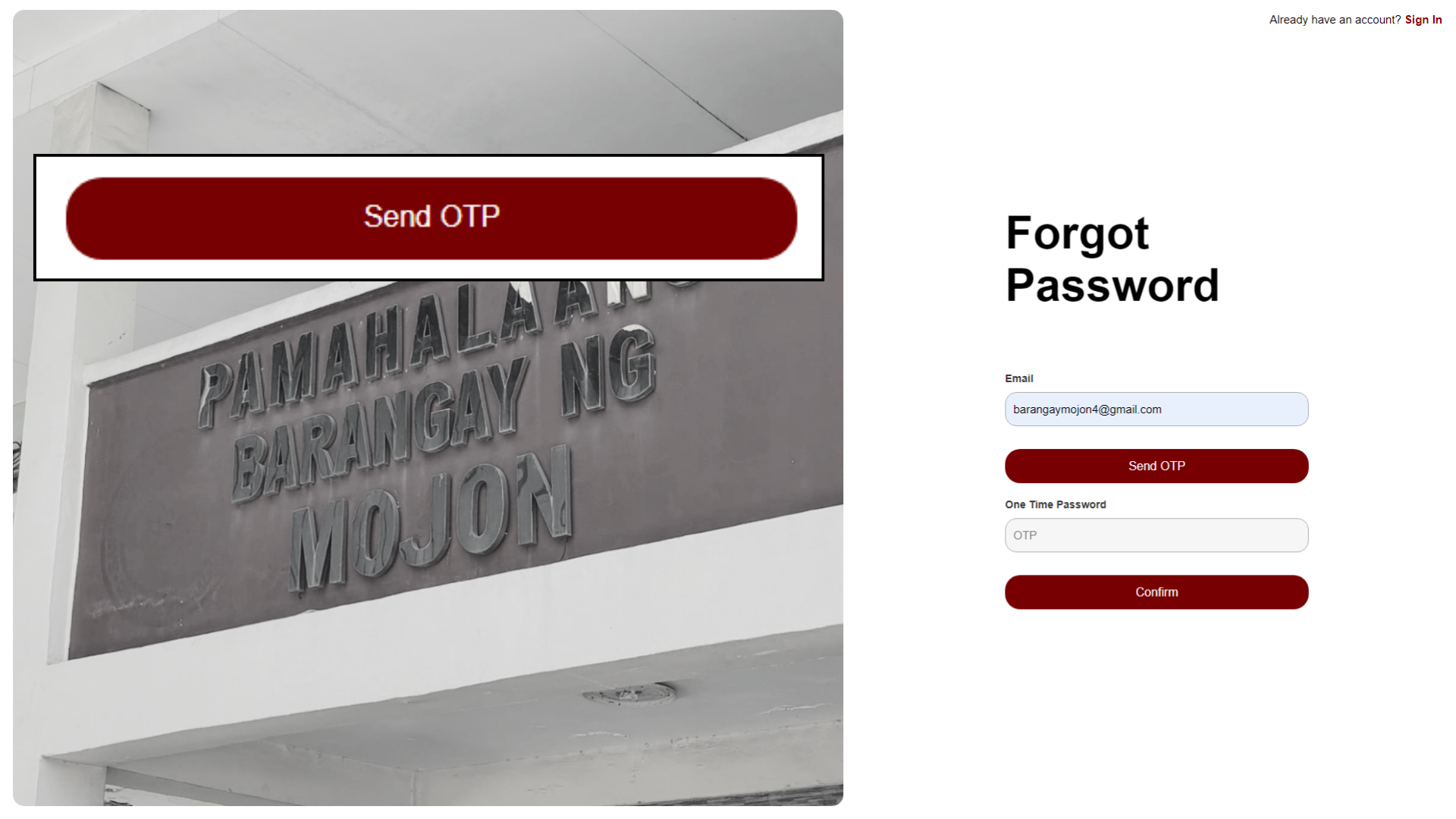 Forgot password step 2